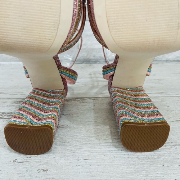 Steve Madden Women’s Laurel Rainbow Glitter Platform Sandals Ankle Strap Size 10 - Picture 13 of 14
